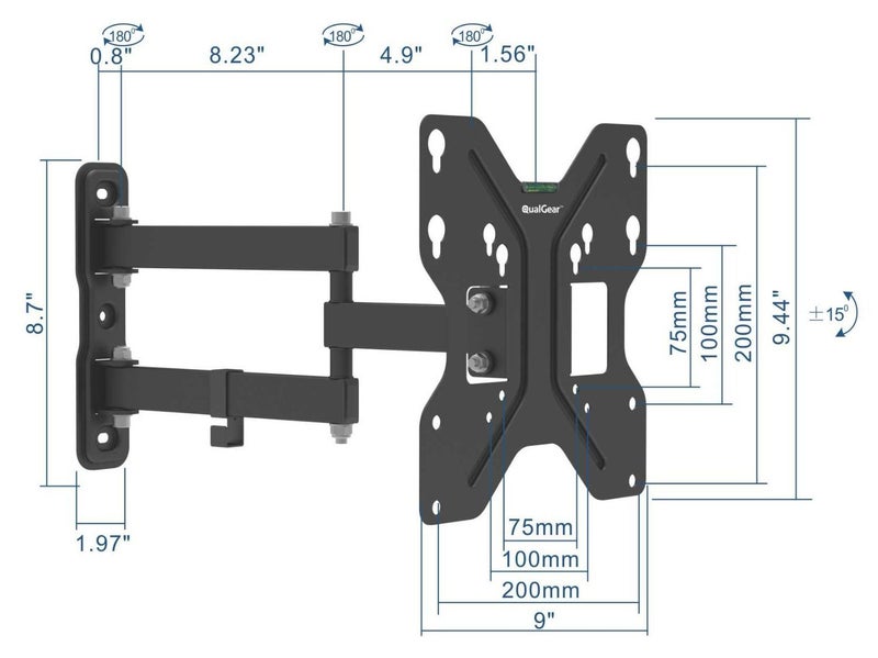 QualGear QG-TM-006-BLK 23-Inch to 42-Inch Universal Low Profile Tilting Wall Mount LED TVs, Black - Image 5